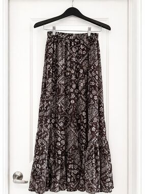 Ardene Brown Boho Floral Maxi Skirt